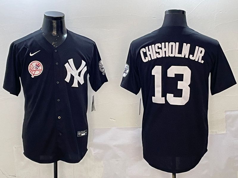 Men New York Yankees #13 Chisholm jr Black Fashion Game 2025 Nike MLB Jersey style 3